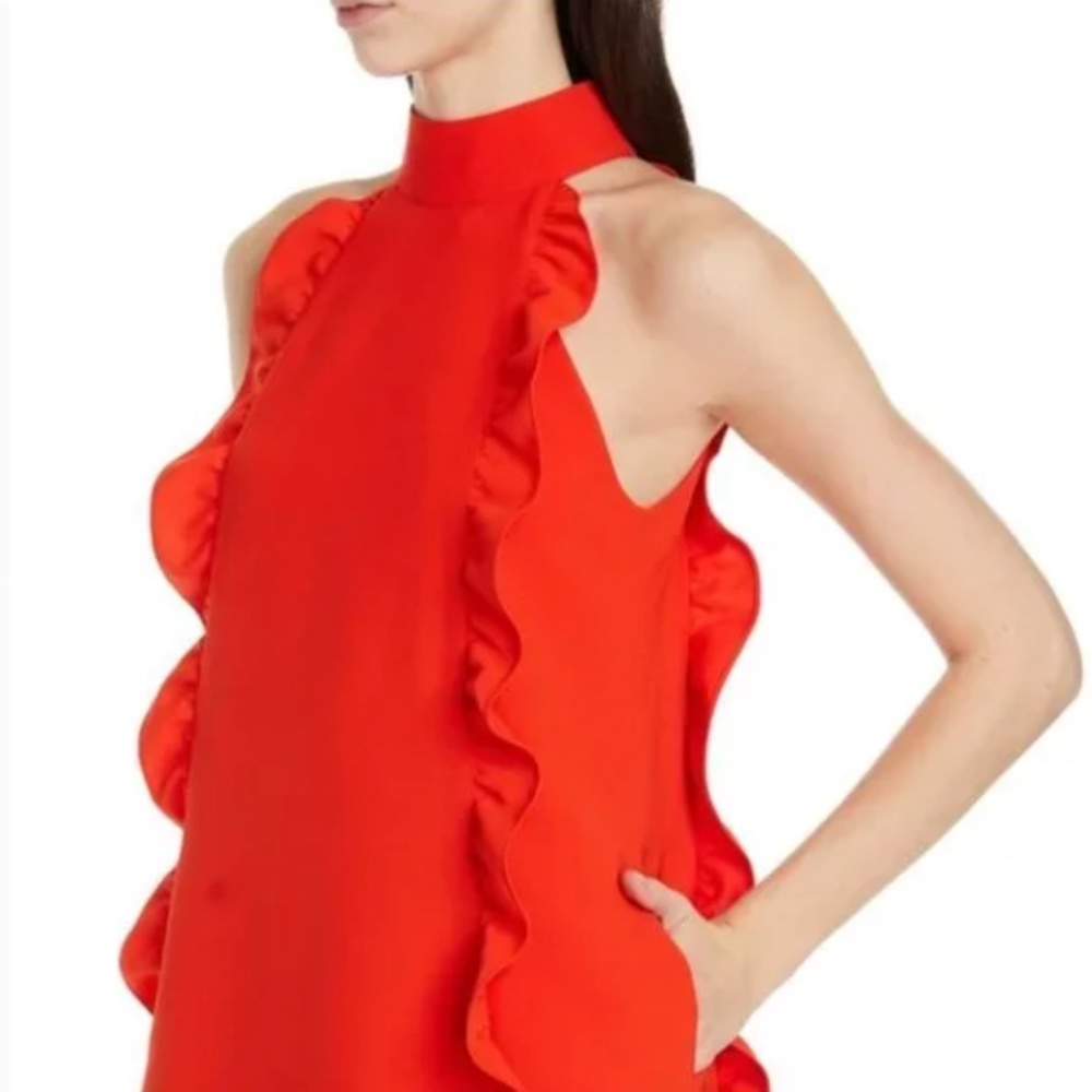 Ted Baker - Halter neck Lace Ruffle Detail Tunic - Dark Orange